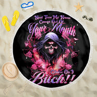 Rose Skull Beach Blanket Next Time My Name Comes Out Of Your Mouth Choke On iT Bitch - Wonder Print Shop