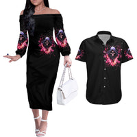 Rose Skull Couples Matching Off The Shoulder Long Sleeve Dress and Hawaiian Shirt Next Time My Name Comes Out Of Your Mouth Choke On iT Bitch - Wonder Print Shop