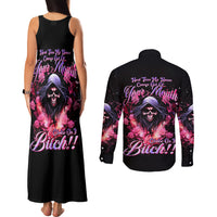Rose Skull Couples Matching Tank Maxi Dress and Long Sleeve Button Shirt Next Time My Name Comes Out Of Your Mouth Choke On iT Bitch - Wonder Print Shop