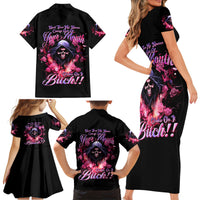 Rose Skull Family Matching Short Sleeve Bodycon Dress and Hawaiian Shirt Next Time My Name Comes Out Of Your Mouth Choke On iT Bitch - Wonder Print Shop