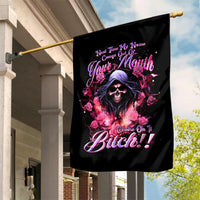 Rose Skull Garden Flag Next Time My Name Comes Out Of Your Mouth Choke On iT Bitch - Wonder Print Shop
