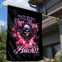 Rose Skull Garden Flag Next Time My Name Comes Out Of Your Mouth Choke On iT Bitch - Wonder Print Shop