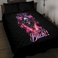 Rose Skull Quilt Bed Set Next Time My Name Comes Out Of Your Mouth Choke On iT Bitch - Wonder Print Shop