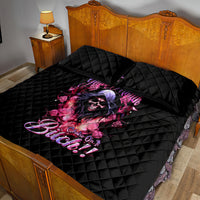 Rose Skull Quilt Bed Set Next Time My Name Comes Out Of Your Mouth Choke On iT Bitch - Wonder Print Shop