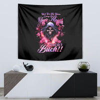 Rose Skull Tapestry Next Time My Name Comes Out Of Your Mouth Choke On iT Bitch - Wonder Print Shop