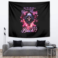 Rose Skull Tapestry Next Time My Name Comes Out Of Your Mouth Choke On iT Bitch - Wonder Print Shop