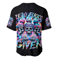 Lady Skull Baseball Jersey Zero Fucks Given - Wonder Print Shop