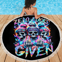 Lady Skull Beach Blanket Zero Fucks Given - Wonder Print Shop