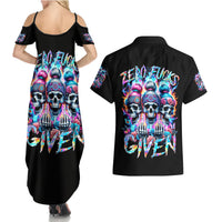 Lady Skull Couples Matching Summer Maxi Dress and Hawaiian Shirt Zero Fucks Given - Wonder Print Shop