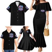Lady Skull Family Matching Mermaid Dress and Hawaiian Shirt Zero Fucks Given - Wonder Print Shop