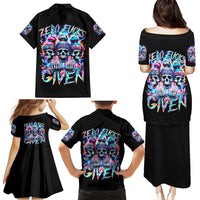Lady Skull Family Matching Puletasi Dress and Hawaiian Shirt Zero Fucks Given - Wonder Print Shop