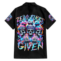 Lady Skull Family Matching Short Sleeve Bodycon Dress and Hawaiian Shirt Zero Fucks Given - Wonder Print Shop