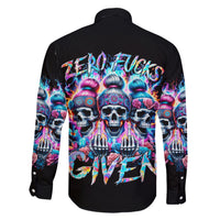 Lady Skull Family Matching Short Sleeve Bodycon Dress and Hawaiian Shirt Zero Fucks Given - Wonder Print Shop