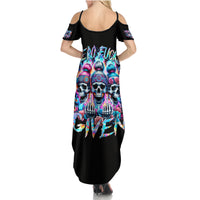 Lady Skull Family Matching Summer Maxi Dress and Hawaiian Shirt Zero Fucks Given - Wonder Print Shop