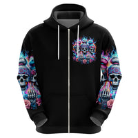 Lady Skull Hoodie Zero Fucks Given - Wonder Print Shop