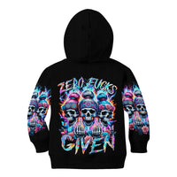 Lady Skull Kid Hoodie Zero Fucks Given - Wonder Print Shop