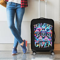 Lady Skull Luggage Cover Zero Fucks Given - Wonder Print Shop