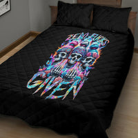 Lady Skull Quilt Bed Set Zero Fucks Given - Wonder Print Shop