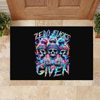 Lady Skull Rubber Doormat Zero Fucks Given - Wonder Print Shop