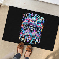 Lady Skull Rubber Doormat Zero Fucks Given - Wonder Print Shop