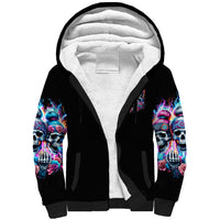 Lady Skull Sherpa Hoodie Zero Fucks Given - Wonder Print Shop