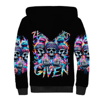 Lady Skull Sherpa Hoodie Zero Fucks Given - Wonder Print Shop
