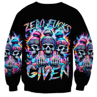 Lady Skull Sweatshirt Zero Fucks Given - Wonder Print Shop