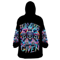 Lady Skull Wearable Blanket Hoodie Zero Fucks Given - Wonder Print Shop