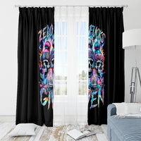 Lady Skull Window Curtain Zero Fucks Given - Wonder Print Shop