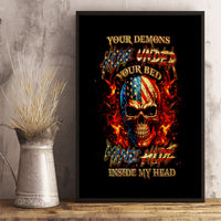 Fire Skull Canvas Wall Art My Demon Hide Inside My Head - Wonder Print Shop