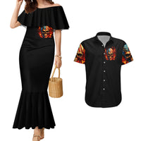 Fire Skull Couples Matching Mermaid Dress and Hawaiian Shirt My Demon Hide Inside My Head - Wonder Print Shop