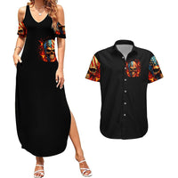 Fire Skull Couples Matching Summer Maxi Dress and Hawaiian Shirt My Demon Hide Inside My Head - Wonder Print Shop