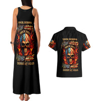 Fire Skull Couples Matching Tank Maxi Dress and Hawaiian Shirt My Demon Hide Inside My Head - Wonder Print Shop