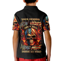 Fire Skull Kid Polo Shirt My Demon Hide Inside My Head - Wonder Print Shop