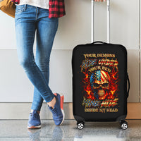 Fire Skull Luggage Cover My Demon Hide Inside My Head - Wonder Print Shop