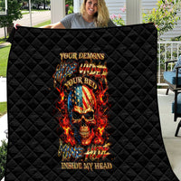 Fire Skull Quilt My Demon Hide Inside My Head - Wonder Print Shop