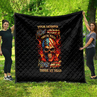 Fire Skull Quilt My Demon Hide Inside My Head - Wonder Print Shop
