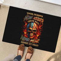 Fire Skull Rubber Doormat My Demon Hide Inside My Head - Wonder Print Shop
