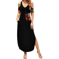 Fire Skull Summer Maxi Dress My Demon Hide Inside My Head - Wonder Print Shop