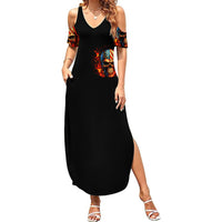 Fire Skull Summer Maxi Dress My Demon Hide Inside My Head - Wonder Print Shop