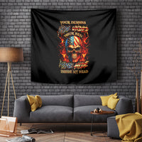 Fire Skull Tapestry My Demon Hide Inside My Head - Wonder Print Shop