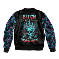 Día de los Muertos Skull Sleeve Zip Bomber Jacket I'm Not A Princess I'm The Queen - Wonder Print Shop