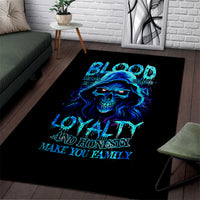 Blue Flame Skull Area Rug Blood Make You Related - Wonder Print Shop