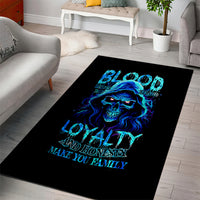 Blue Flame Skull Area Rug Blood Make You Related - Wonder Print Shop