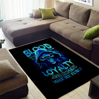Blue Flame Skull Area Rug Blood Make You Related - Wonder Print Shop