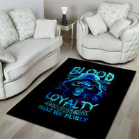 Blue Flame Skull Area Rug Blood Make You Related - Wonder Print Shop