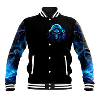 Blue Flame Skull Baseball Jacket Blood Make You Related - Wonder Print Shop