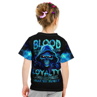 Blue Flame Skull Kid T Shirt Blood Make You Related - Wonder Print Shop