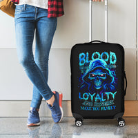Blue Flame Skull Luggage Cover Blood Make You Related - Wonder Print Shop
