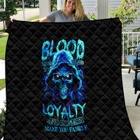 Blue Flame Skull Quilt Blood Make You Related - Wonder Print Shop